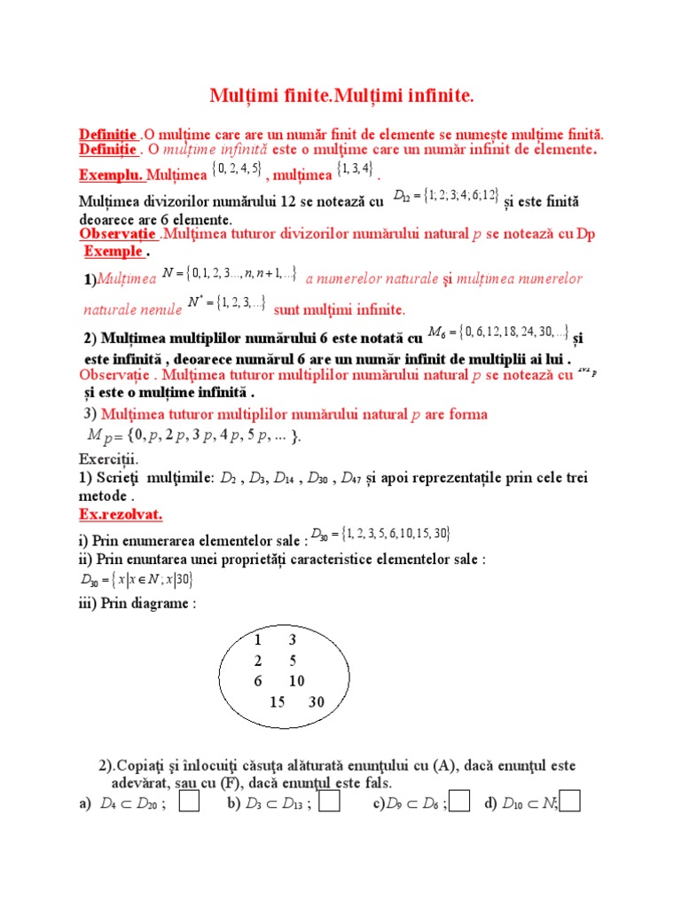 6 Multimi Finite Si Infinite | PDF