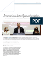 Balance Del Peor Vicepresidente - ¿Qué Queda Tras Los Catorce Meses de Pablo Iglesias en El Gobierno - Libertad Digital