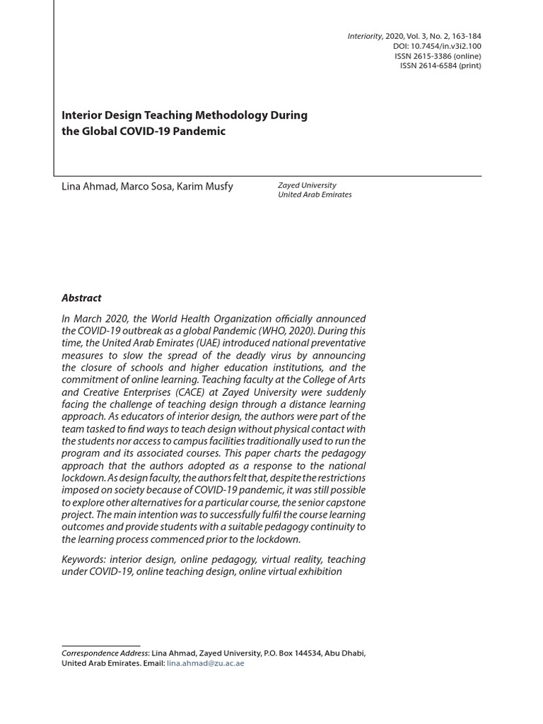 Interior Design Teaching Online During COVID | PDF | Virtual Reality ...