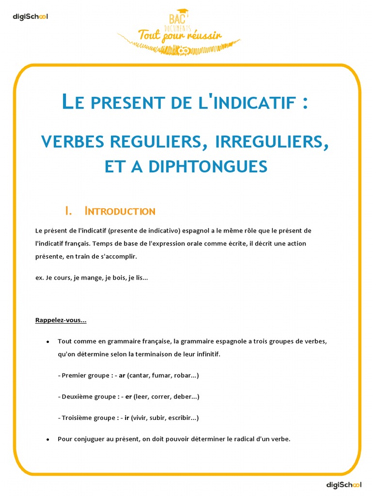 Exercice Présent De L Indicatif Espagnol Présent Indicatif Espagnol | PDF