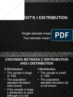 The Student'S T Distribution: Single-Sample Mean Two-Sample Mean