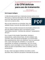 MAR21. Brasil Sem Medo. Presidente Do CFM Defende A Possibilidade de Tratamento Com Cloroquina