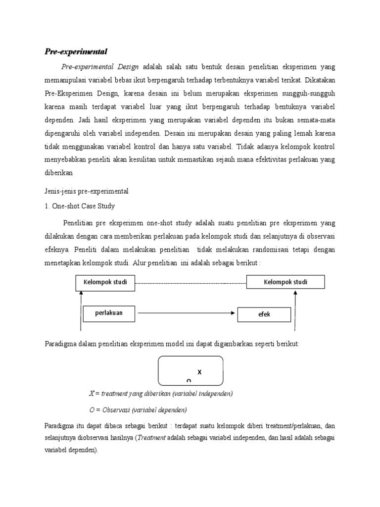 Desain Penelitian Pre-Eksperimental | PDF