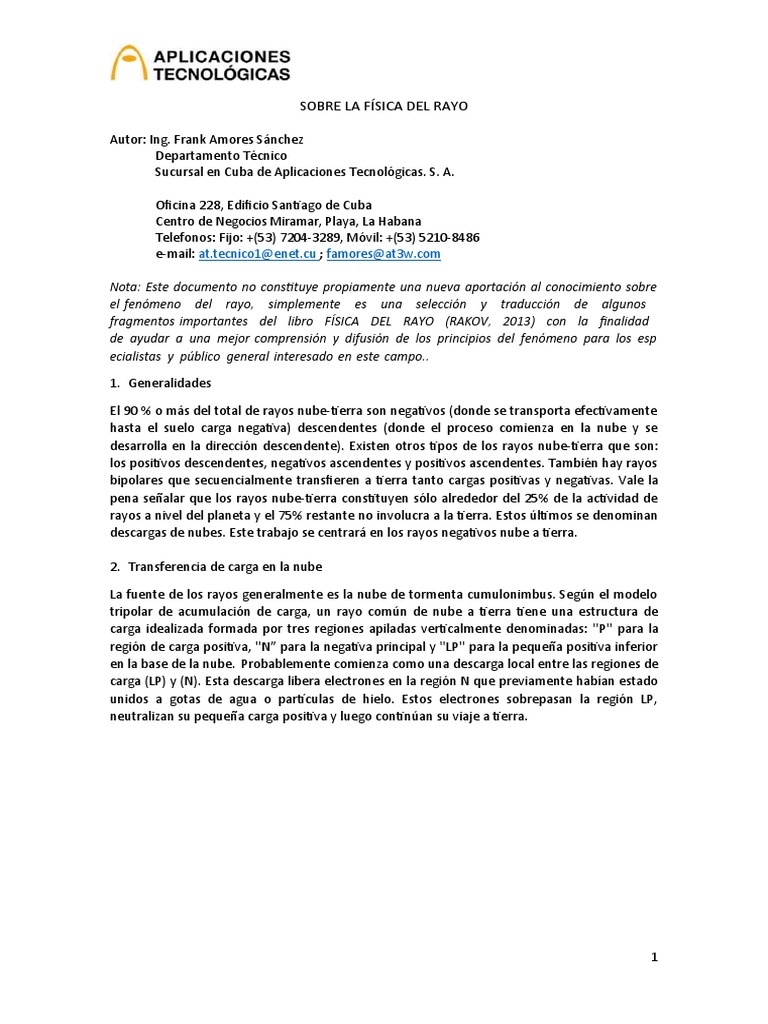 Fisica Del Rayo | PDF | Relámpago | Rayo cósmico