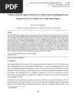 A Survey of The Perception of The Services of Micro Finance Institutions by The Female Service Users in Benin City, South-South, Nigeria