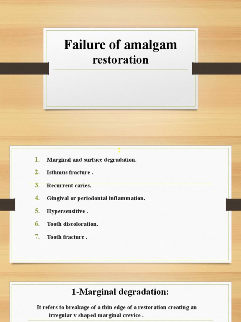 2Failure of Amalgam Restoration PDF Periodontology Dentistry