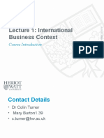 Lecture 1: International Business Context: Course Introduction