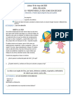 Juliaca 19 de Mayo Del 2020 Área: Religión "Cuidemos Y Respetamos La Vida Como Don de Dios"