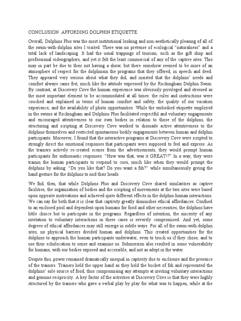 Conclusion | PDF | Dolphin | Human Nature