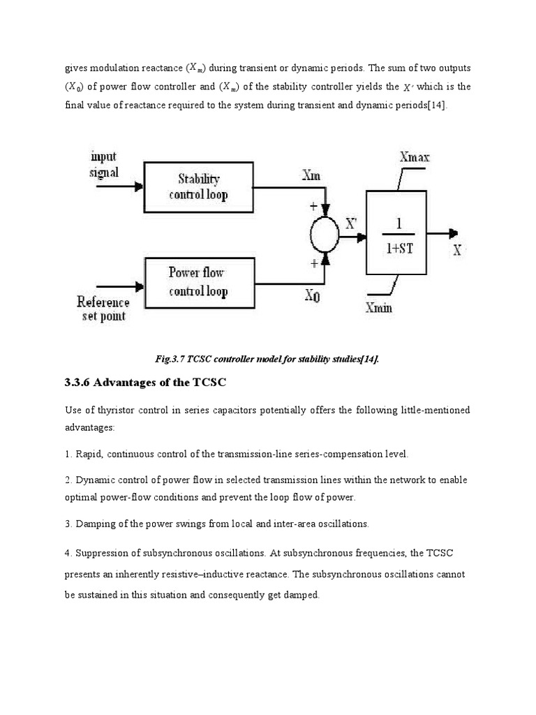 3.3.6 Advantages of The TCSC: Fig.3.7 TCSC Controller Model For ...