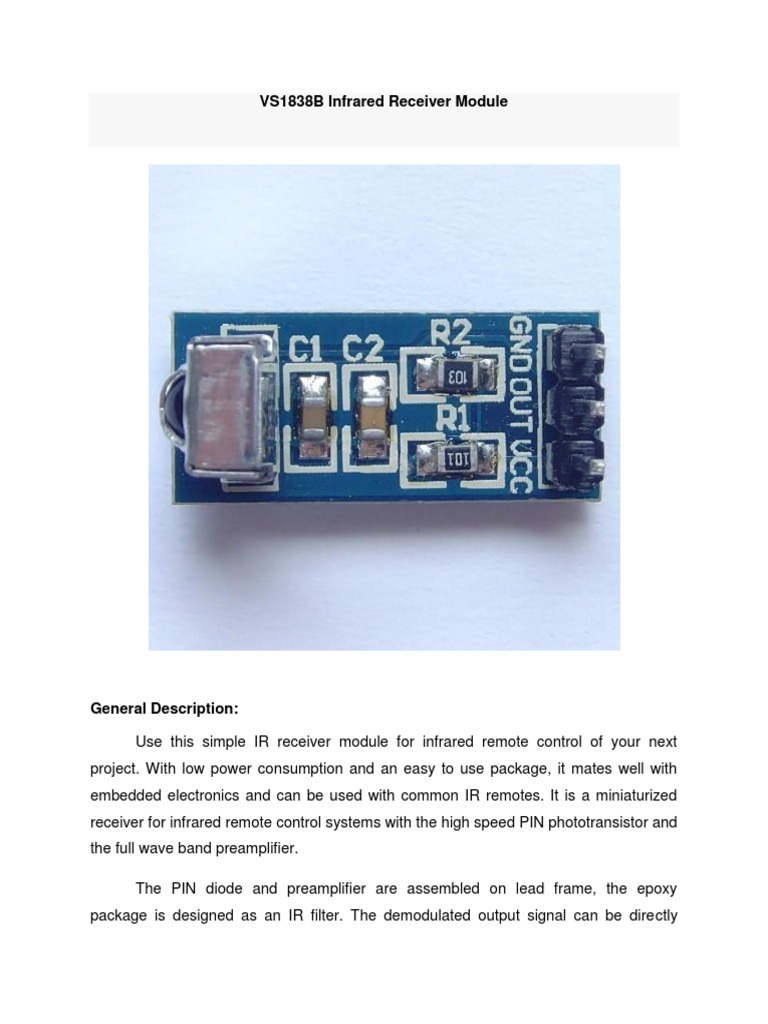 VS1838B IR Receiver Module Guide | PDF