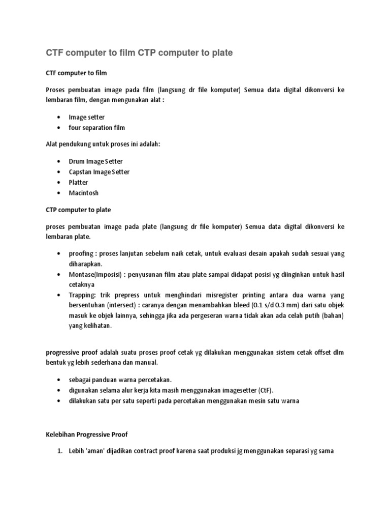 CTF Computer To Film CTP Computer To Plate | PDF | Komputer