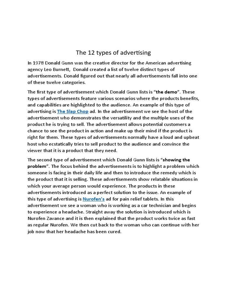 The 12 Types of Advertising | PDF | Target Audience | Advertising