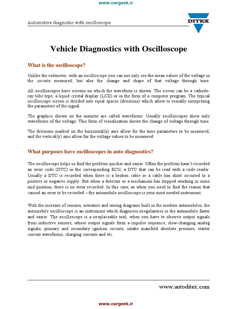 Vehicle Diagnostics With Oscilloscope What Is The Oscilloscope Pdf