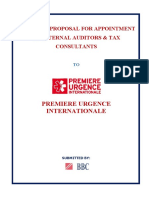 Premiere Urgence Internationale: Financial Proposal For Appointment As External Auditors & Tax Consultants