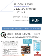 Pregunta 1 Tema Q Prueba de Selección Cepre Uni 2011-2