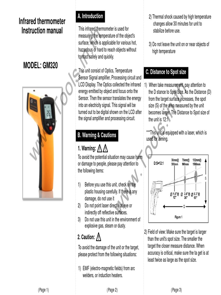 WWW Tools.in TH WWW Tools.in TH Infrared Thermometer Instruction Manual PDF Optics