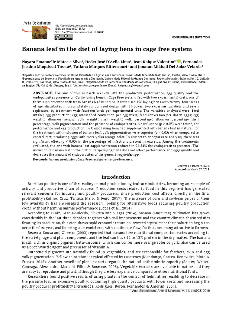 Banana Leaf PDF Yolk Parasitism