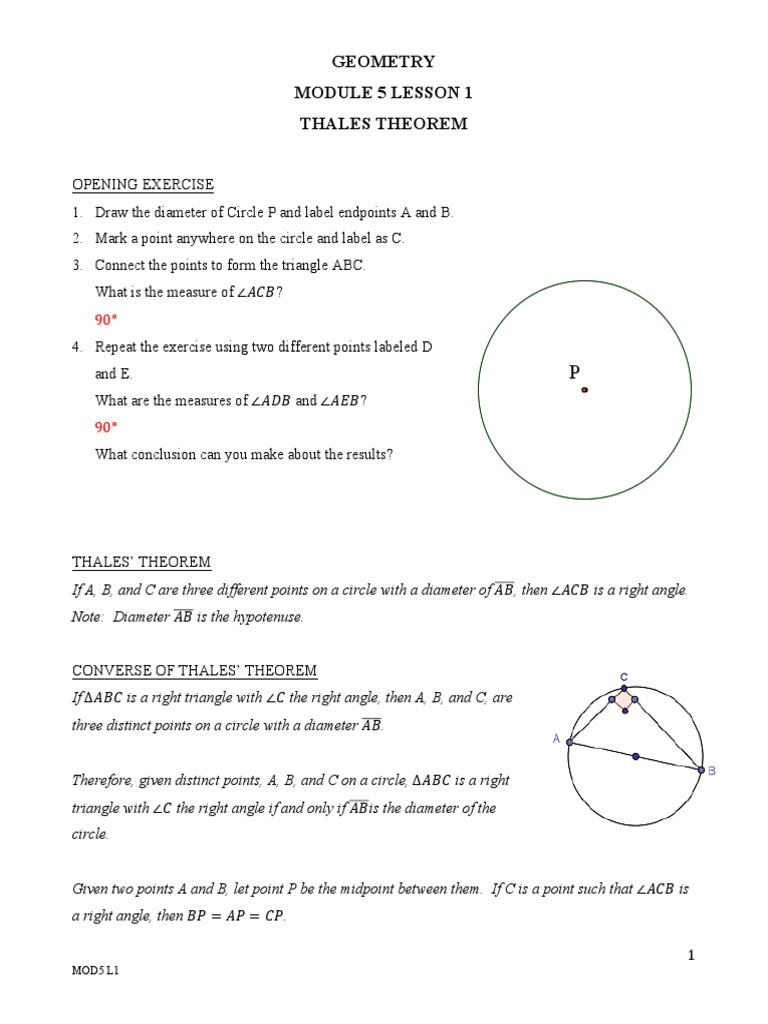 Thales Theorem in Circle Geometry | PDF | Circle | Triangle