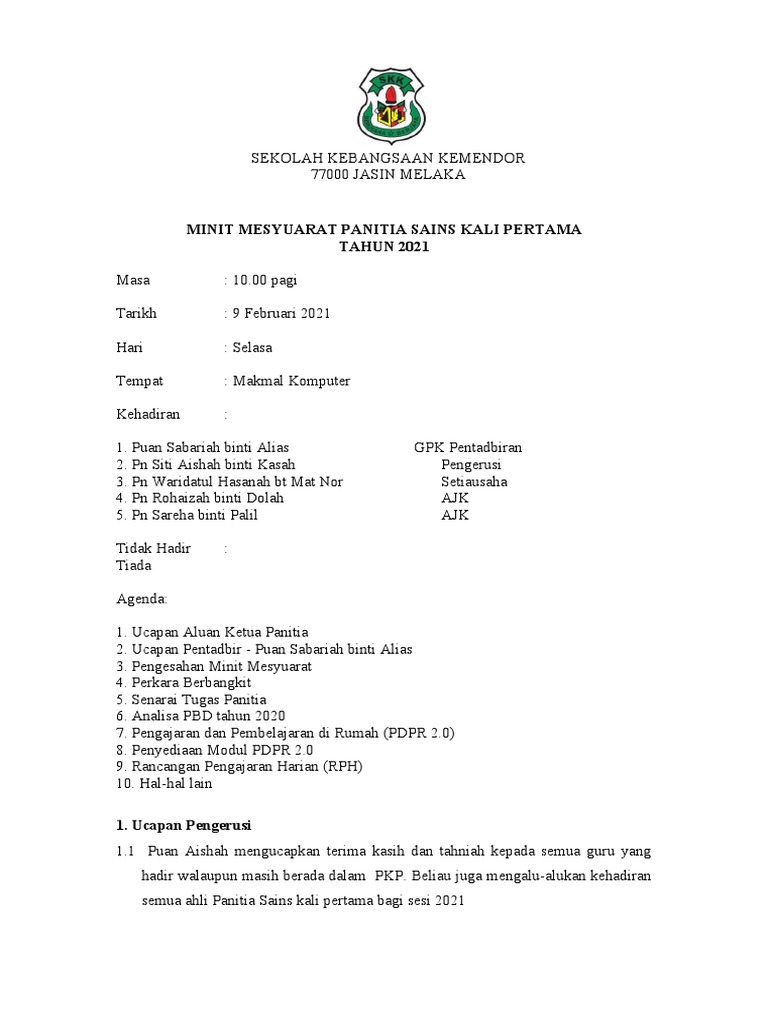 Minit Sains Kali 1 2021 Pdf