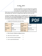 A1 Level - Unit 0: 1. Complete This Information Chart About Steve