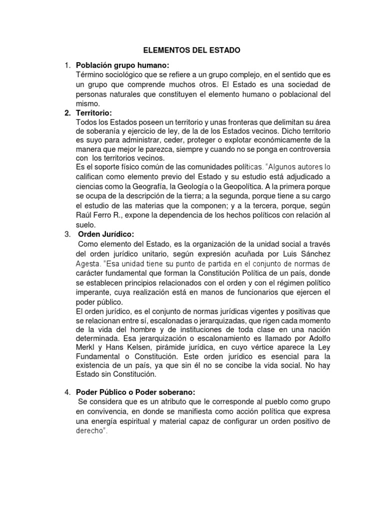 Elementos Del Estado | PDF | Estado (política) | Separación de poderes