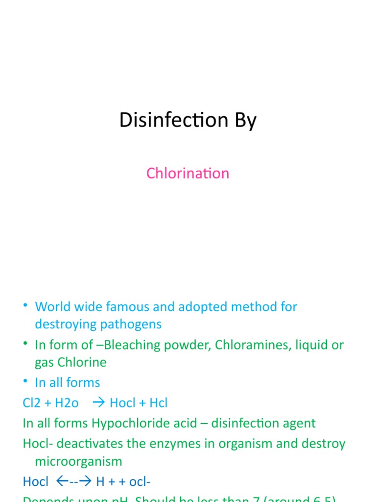 Disinfection By Chlorination PDF Chlorine Chemical Compounds