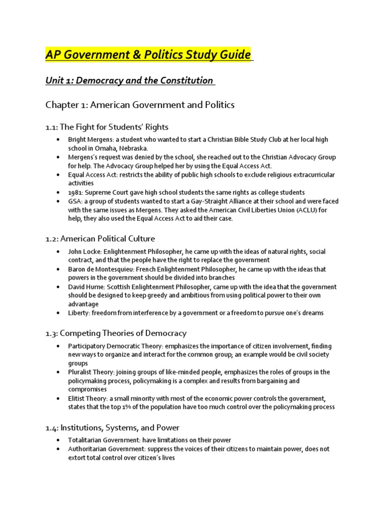 AP Gov Study Guide PDF Presidents Of The United States American