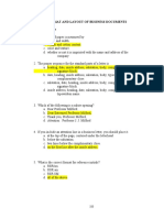 Format and Layout of Business Documents Multiple Choice