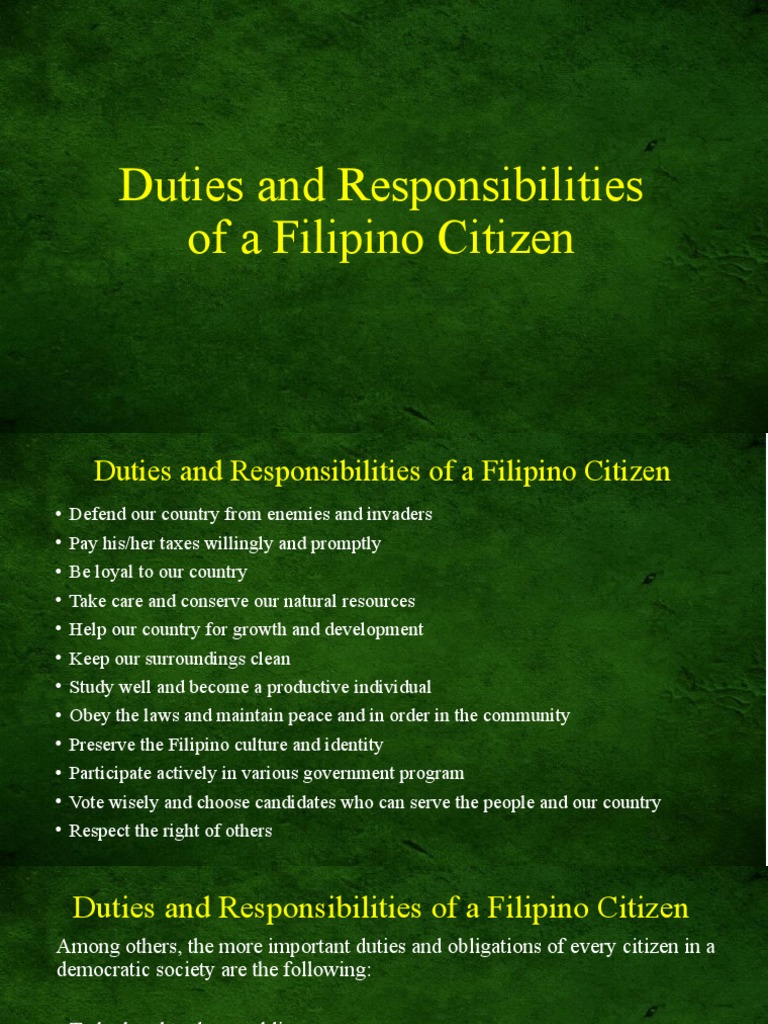 Duties and Responsibilities of A Filipino Citizen | PDF