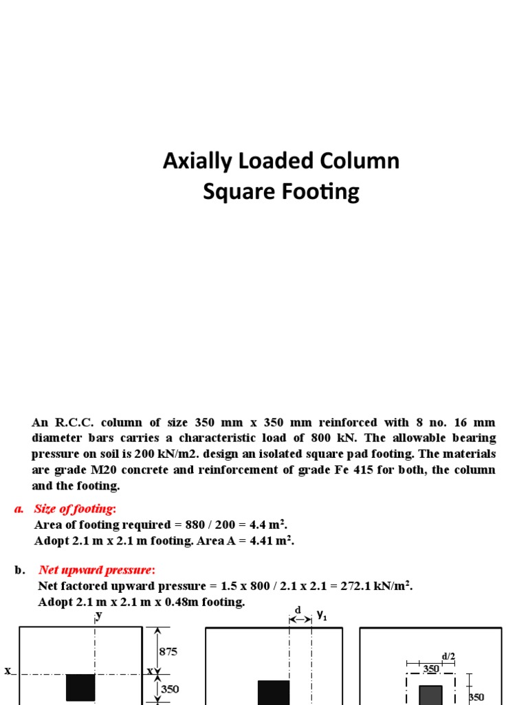 Axially Loaded Column Square Footing | PDF | Mechanical Engineering ...