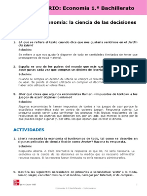 Guía de resolución de ejercicios y actividades de Economía 1o Bachillerato, PDF, Macroeconómica