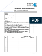 Stay Home Record Pre-Joining Declaration / Questionnaire: Questions Within The Last 14 Days