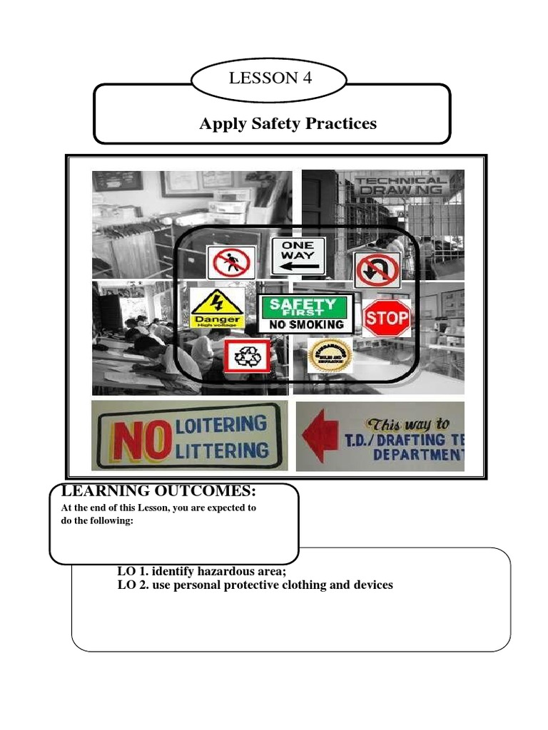 Apply Safety Practices: Lesson 4 | PDF | Occupational Safety And Health ...