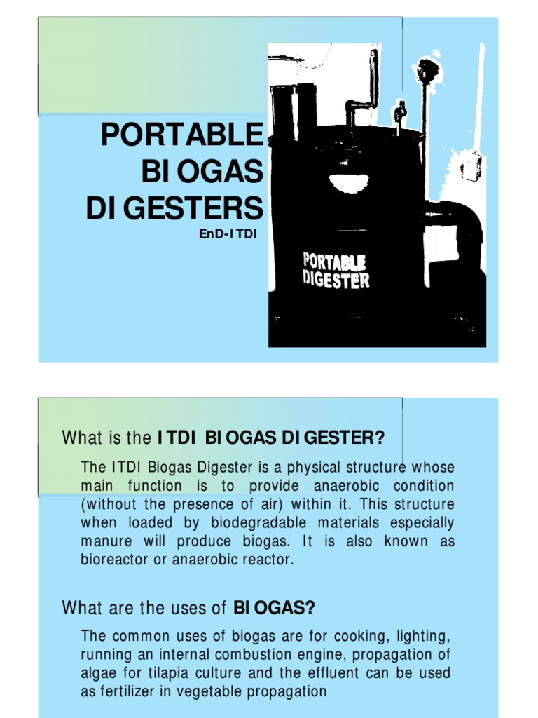 Portable Biogas Digesters Guide | PDF | Biogas | Anaerobic Digestion