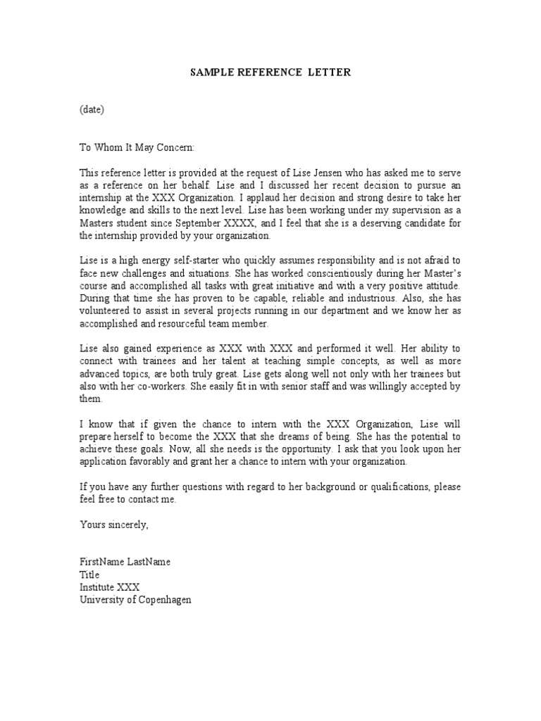 Sample Reference Letter | PDF