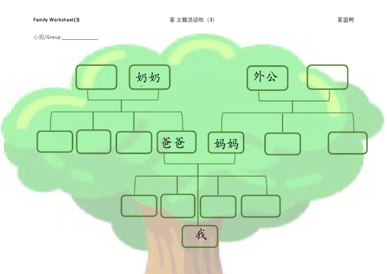 Family Worksheet (3) 家 主题活动纸（3） 家庭树 小组 /Group ...