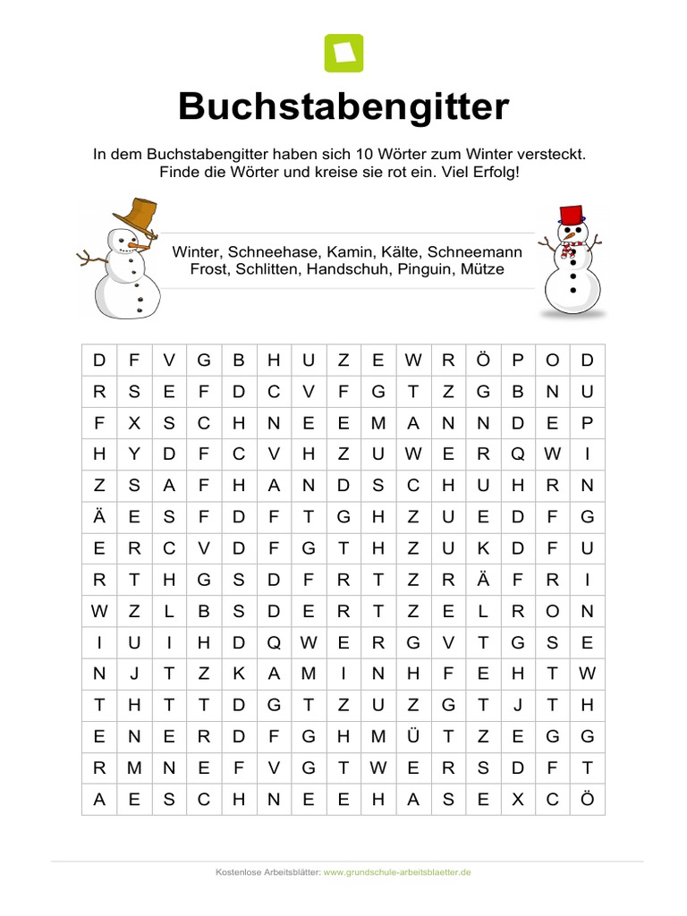Buchstabengitter Winter | PDF
