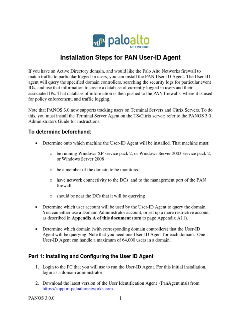 User-ID Agent Installation Guide | PDF | User (Computing) | Login