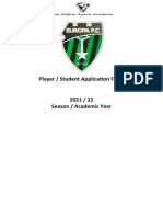 Europa International Player Development Application Form