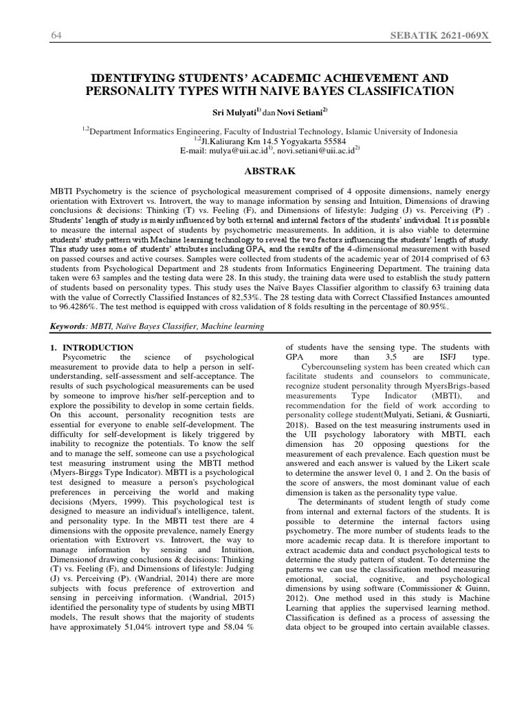 Academic Achievement via Naïve Bayes Classifier | PDF | Statistical ...