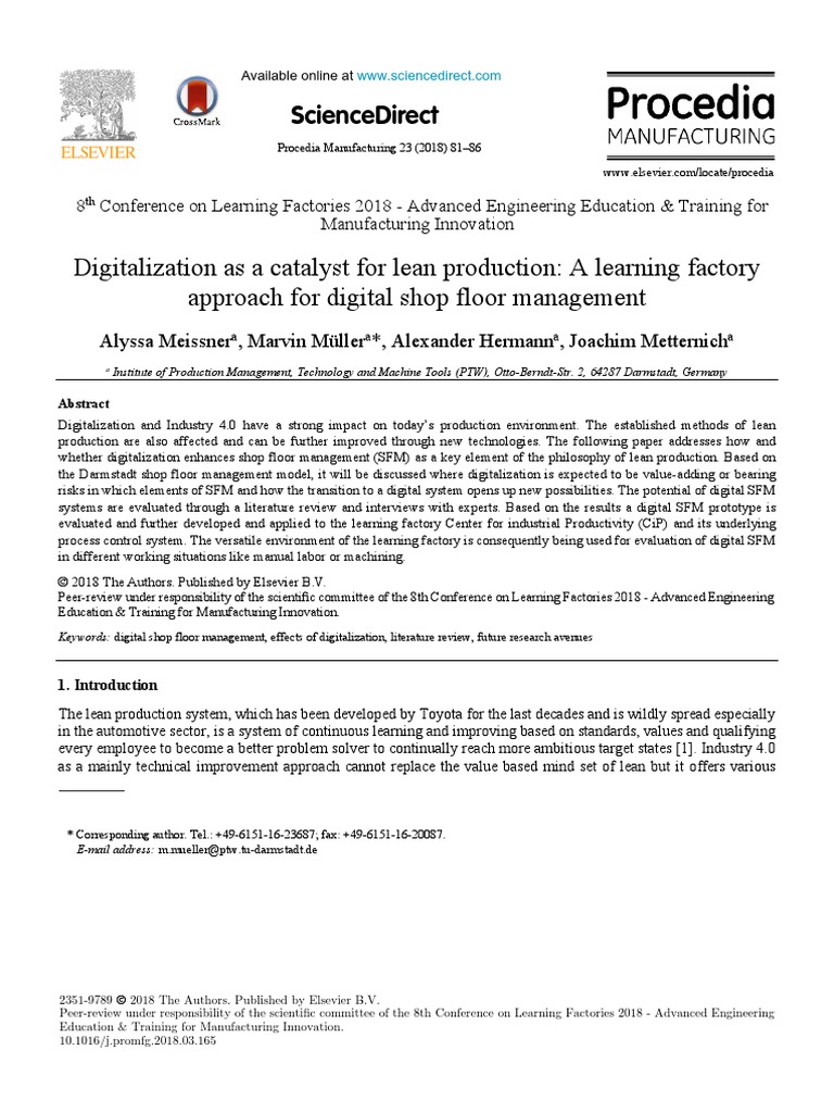 Digitalization As A Catalyst For Lean Production | PDF | Performance ...