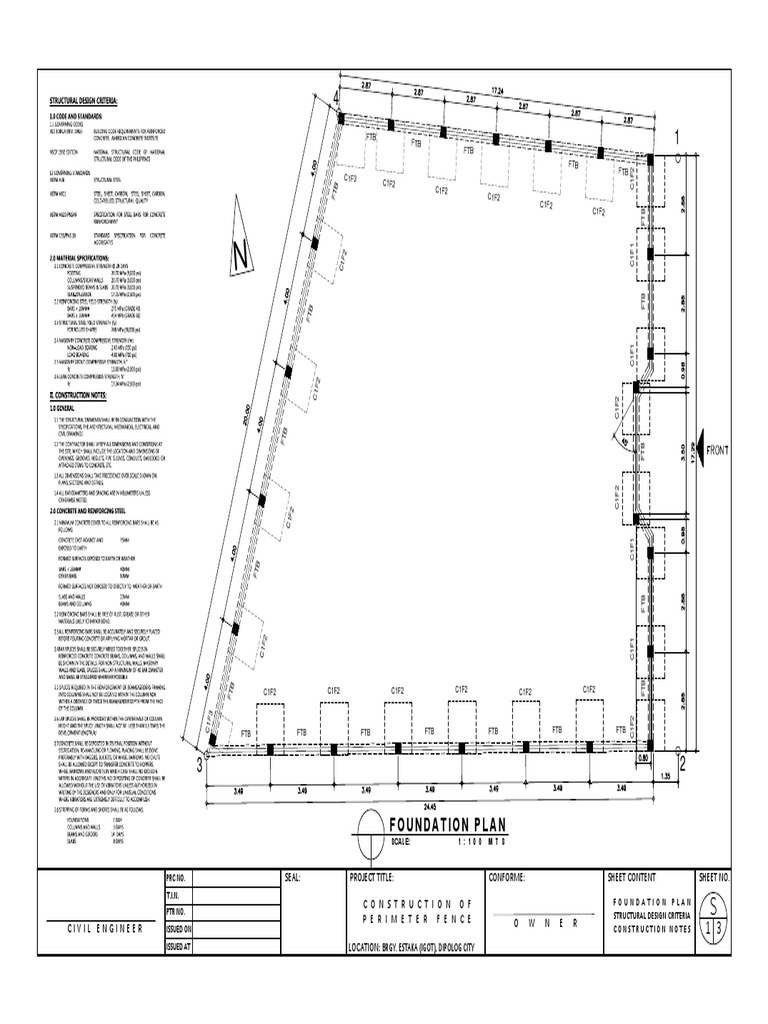 FTB Foundation Plan for Perimeter Fence | PDF