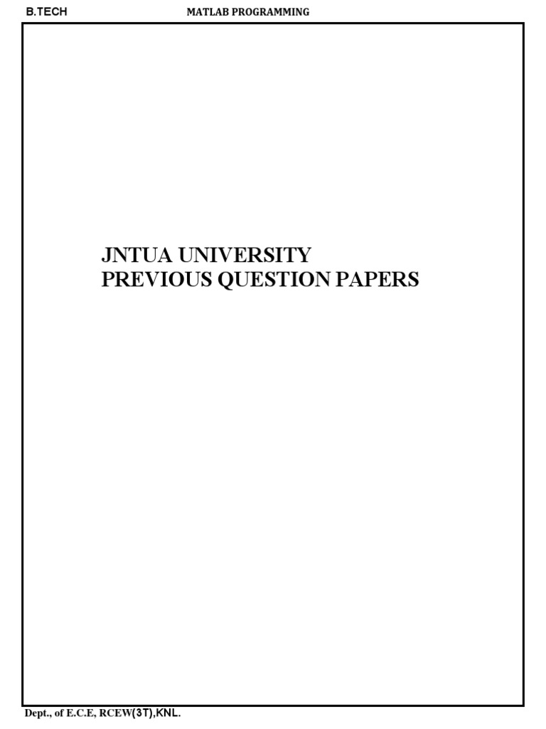 Matlab Programmming Previous Papers | PDF | Matlab | System Of Linear ...