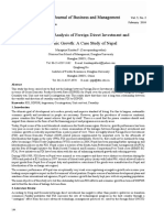 A Time Series Analysis of Foreign Direct Investment and Economic Growth a Case Study of Nepal