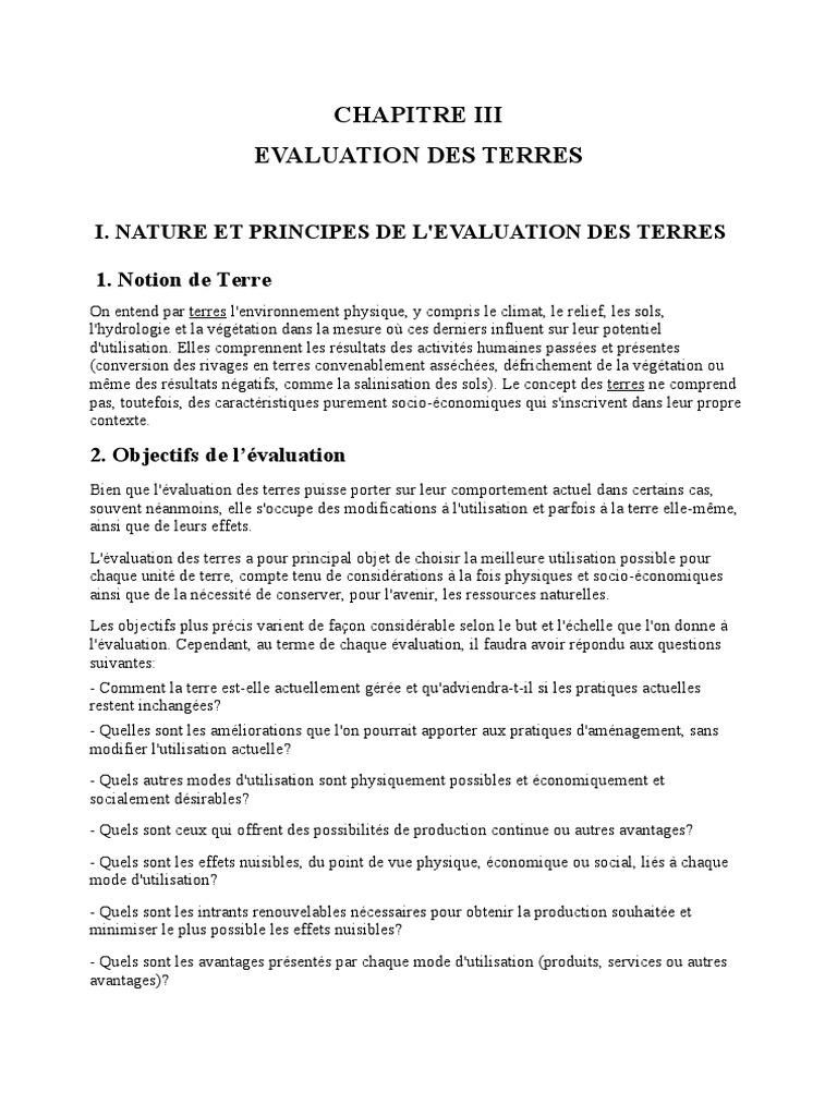 Évaluation des Terres et Usages Agricoles | PDF | Sol (pédologie ...