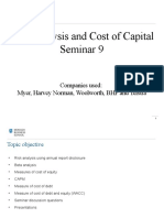 Seminar 9 Risk Analysis and Measures of Cost of Capital 2016