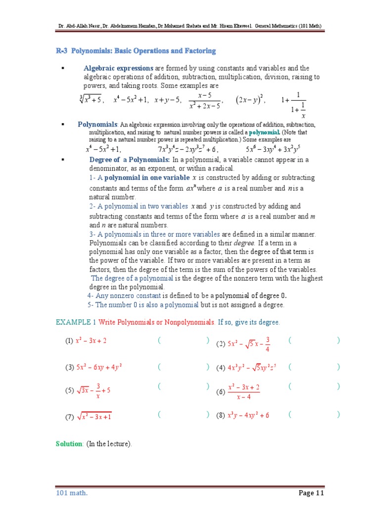 Understanding Polynomials in Algebra | PDF | Polynomial | Factorization