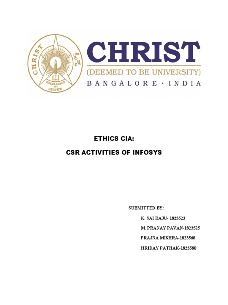 Ethics Cia: CSR Activities of Infosys | PDF | Corporate Social ...