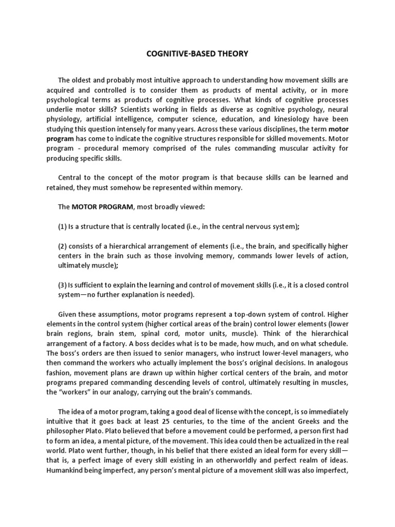 Understanding Motor Programs in Cognition | PDF | Senses | Perception